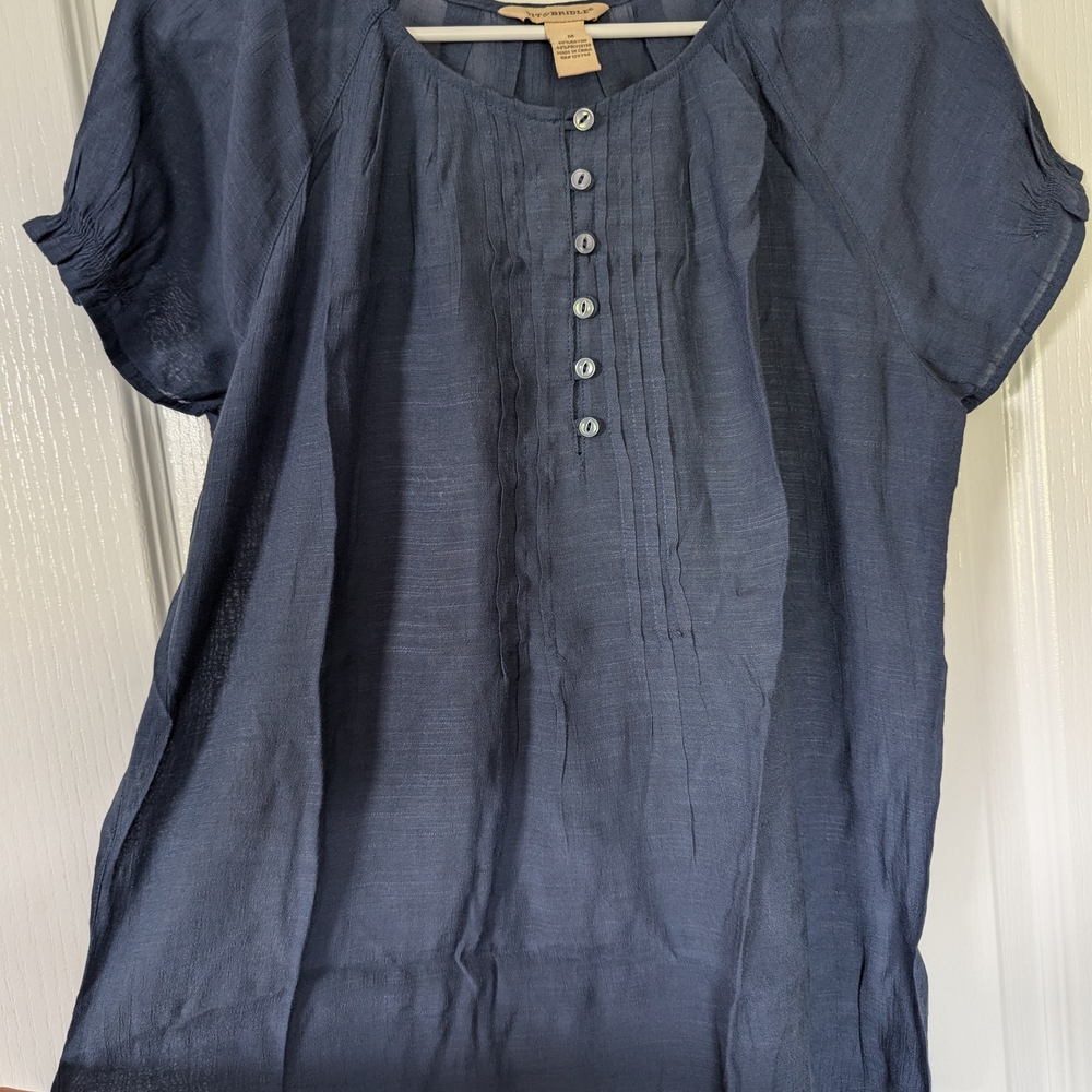 Bit & Bridle Slate Blue Button Top